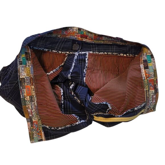 Robert Graham Plaid Shorts men's size 32 License Plate Print Lining Navy Blue - Picture 10 of 11